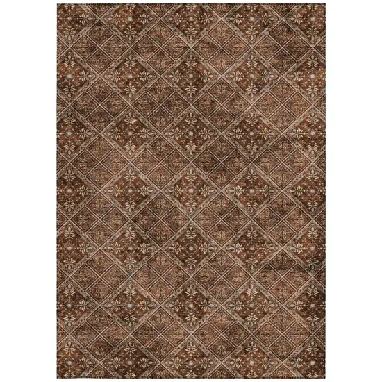 Red And Rust Geometric Washable Indoor Outdoor Area Rug Photo 4