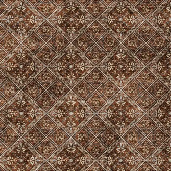 Red And Rust Geometric Washable Indoor Outdoor Area Rug Photo 5