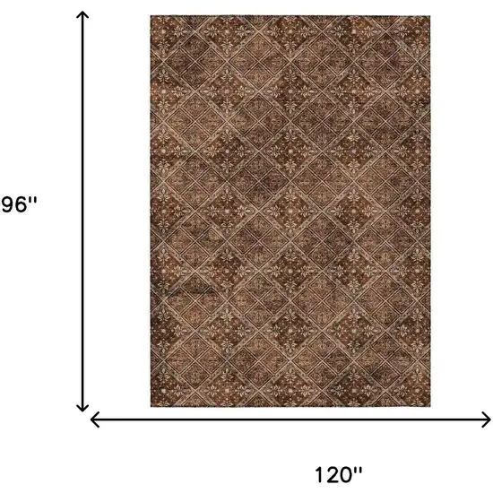 Red And Rust Geometric Washable Indoor Outdoor Area Rug Photo 9