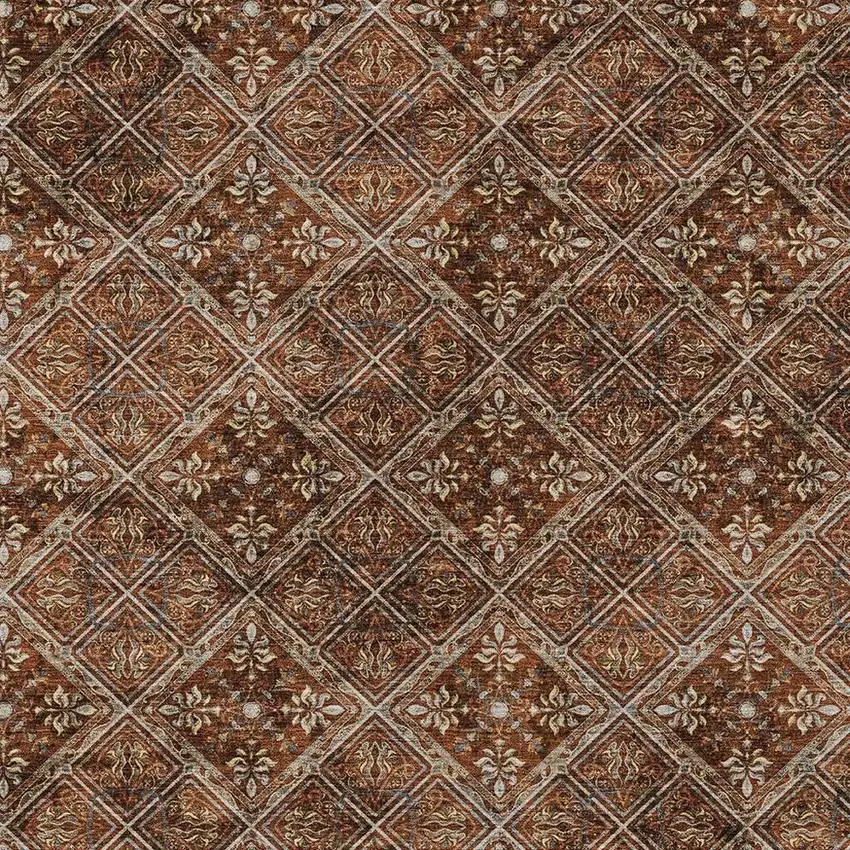 Red And Rust Geometric Washable Indoor Outdoor Area Rug Photo 3