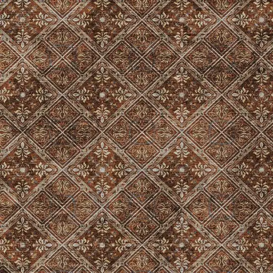 Red And Rust Geometric Washable Indoor Outdoor Area Rug Photo 5