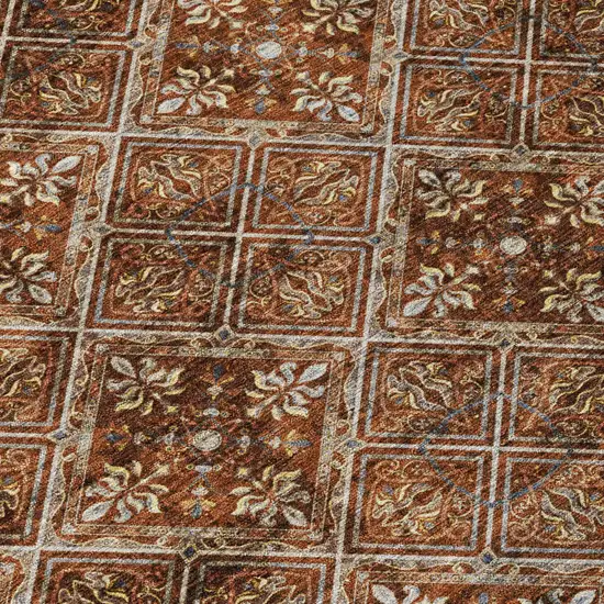 Red And Rust Geometric Washable Indoor Outdoor Area Rug Photo 8