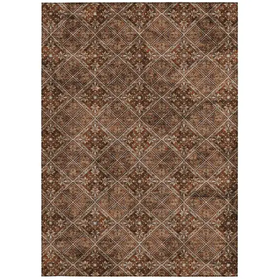 Red And Rust Geometric Washable Indoor Outdoor Area Rug Photo 4