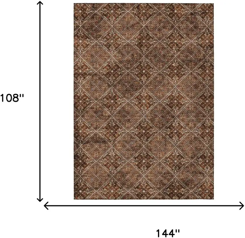 Red And Rust Geometric Washable Indoor Outdoor Area Rug Photo 9