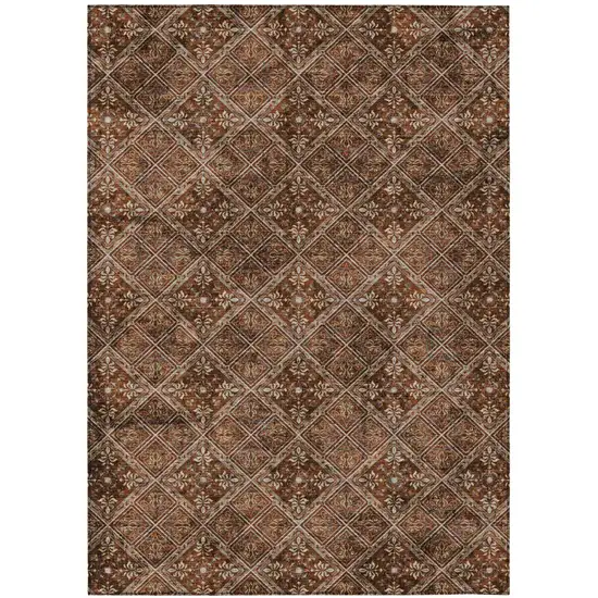 Red And Rust Geometric Washable Indoor Outdoor Area Rug Photo 2