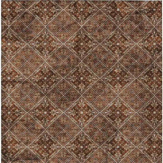 Red And Rust Geometric Washable Indoor Outdoor Area Rug Photo 3