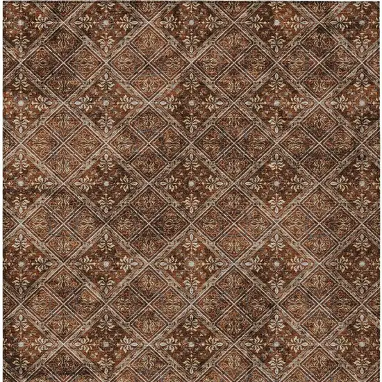 Red And Rust Geometric Washable Indoor Outdoor Area Rug Photo 6