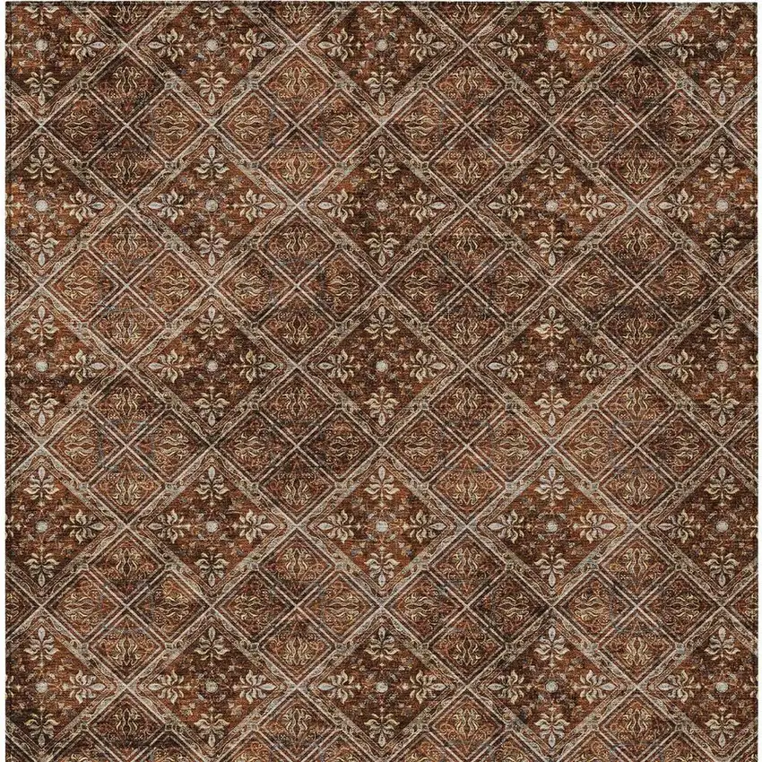 Red And Rust Geometric Washable Indoor Outdoor Area Rug Photo 6