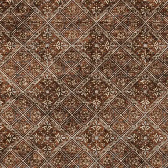 Red And Rust Geometric Washable Indoor Outdoor Area Rug Photo 5