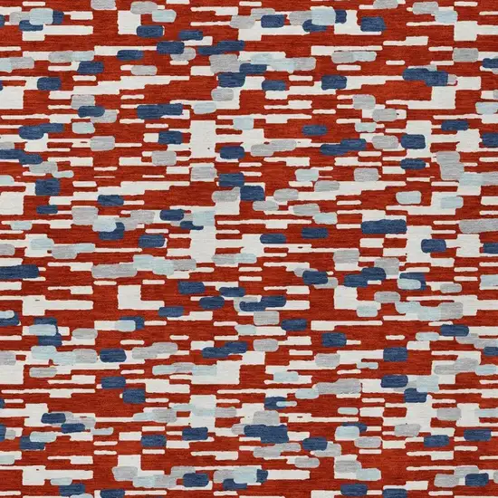 Red And Silver Geometric Washable Indoor Outdoor Area Rug Photo 3