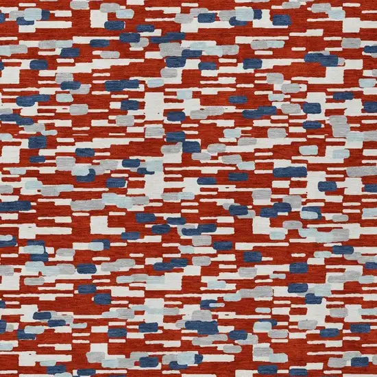 Red And Silver Geometric Washable Indoor Outdoor Area Rug Photo 2