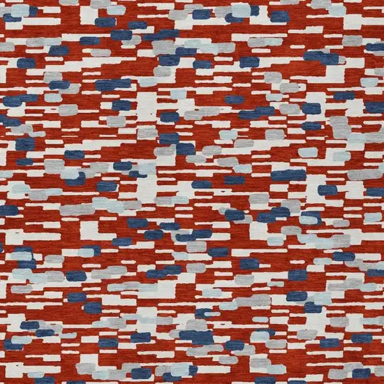 Red And Silver Geometric Washable Indoor Outdoor Area Rug Photo 2
