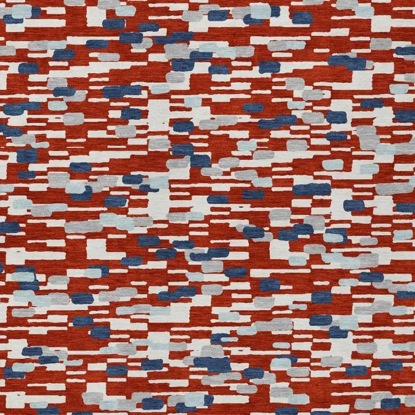 Red And Silver Geometric Washable Indoor Outdoor Area Rug Photo 2