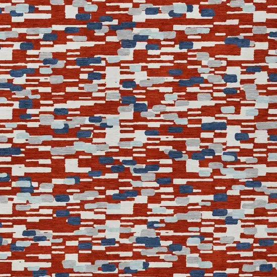 Red And Silver Geometric Washable Indoor Outdoor Area Rug Photo 3