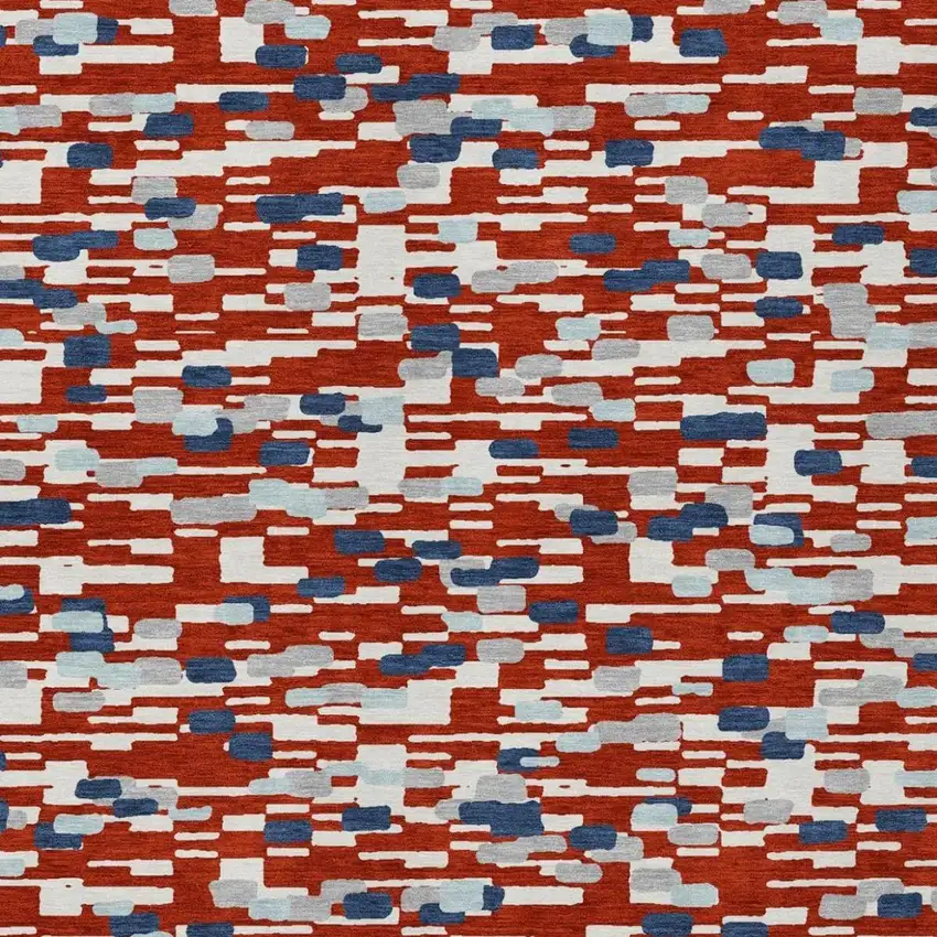 Red And Silver Geometric Washable Indoor Outdoor Area Rug Photo 3