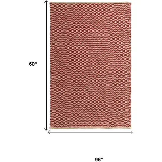 Red And Tan Geometric Hand Woven Area Rug Photo 8