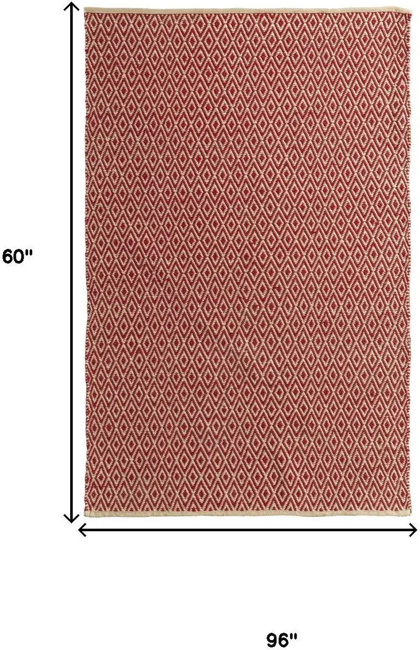 Red And Tan Geometric Hand Woven Area Rug Photo 8