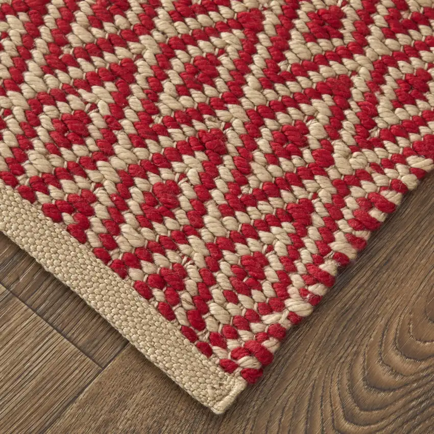 Red And Tan Geometric Hand Woven Area Rug Photo 4