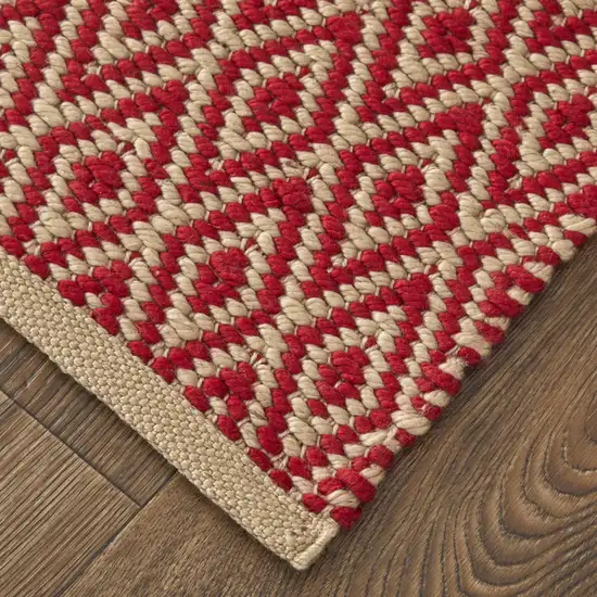 Red And Tan Geometric Hand Woven Area Rug Photo 4