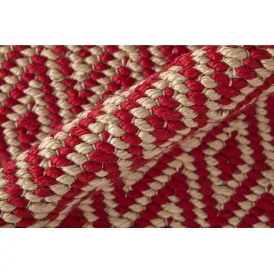 Red And Tan Geometric Hand Woven Area Rug Photo 5