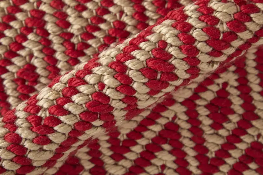 Red And Tan Geometric Hand Woven Area Rug Photo 5
