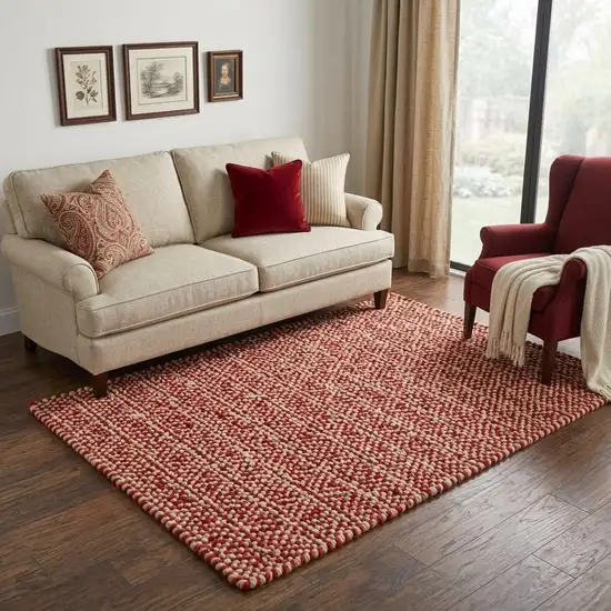 Red And Tan Geometric Hand Woven Area Rug Photo 1
