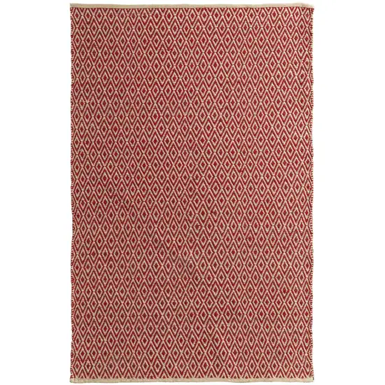 Red And Tan Geometric Hand Woven Area Rug Photo 2