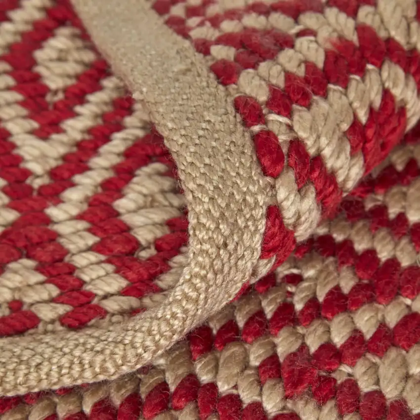 Red And Tan Geometric Hand Woven Area Rug Photo 7