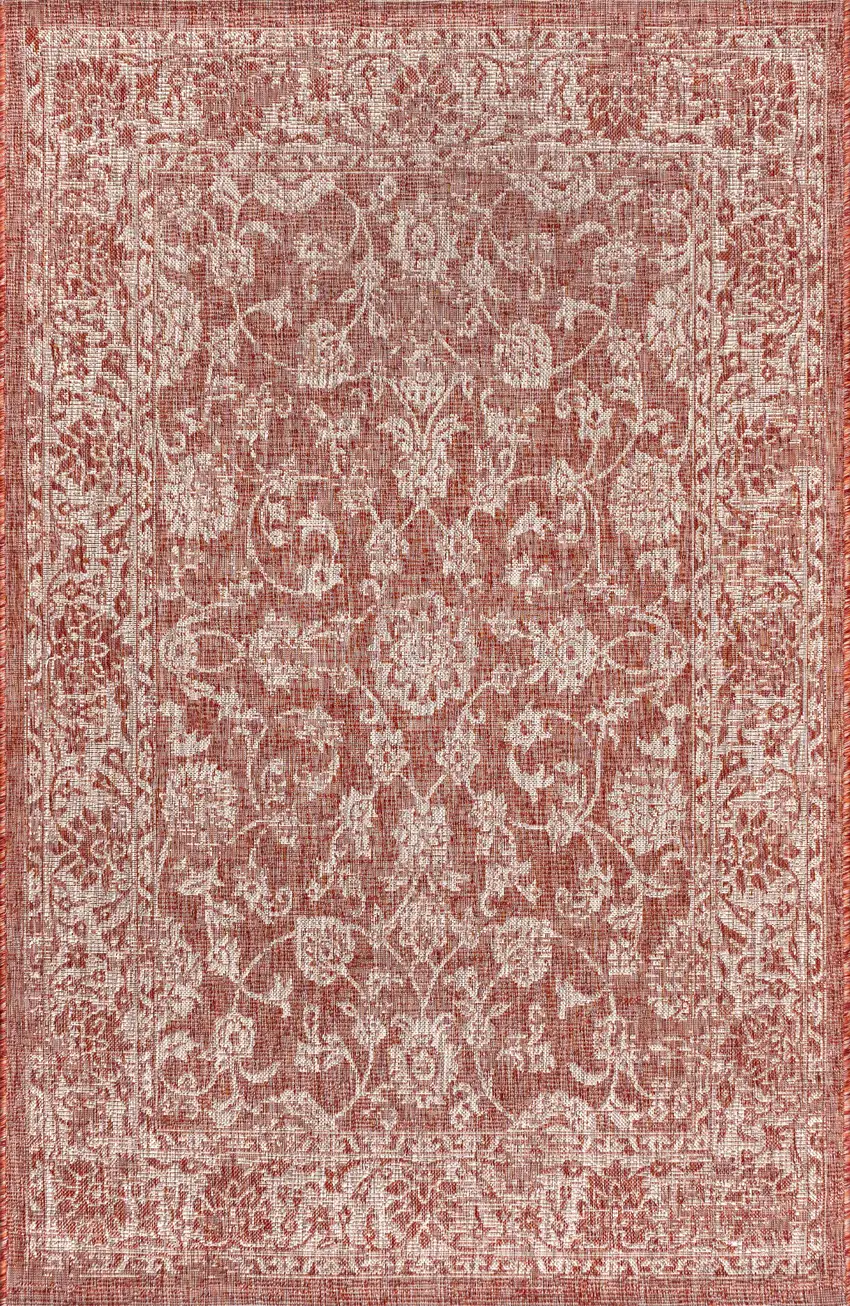 Red And Taupe Medallion Indoor Outdoor Area Rug Photo 1