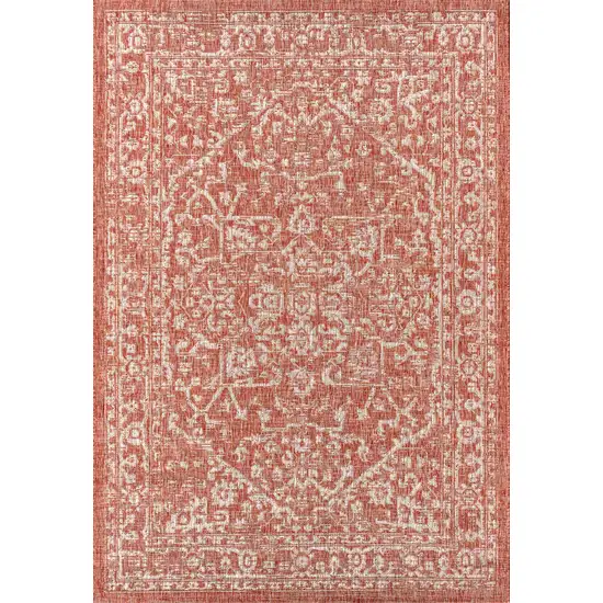 Red And Taupe Medallion Indoor Outdoor Area Rug Photo 1