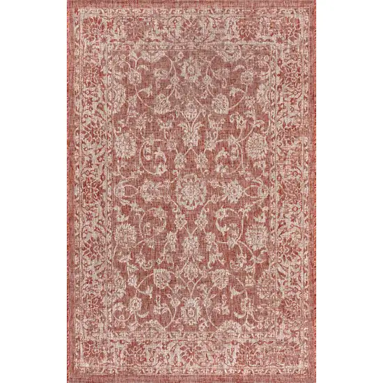 Red And Taupe Medallion Indoor Outdoor Area Rug Photo 1