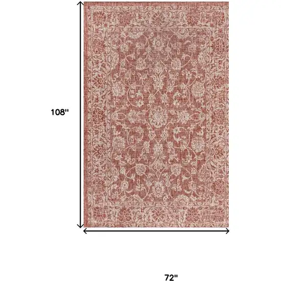 Red And Taupe Medallion Indoor Outdoor Area Rug Photo 3
