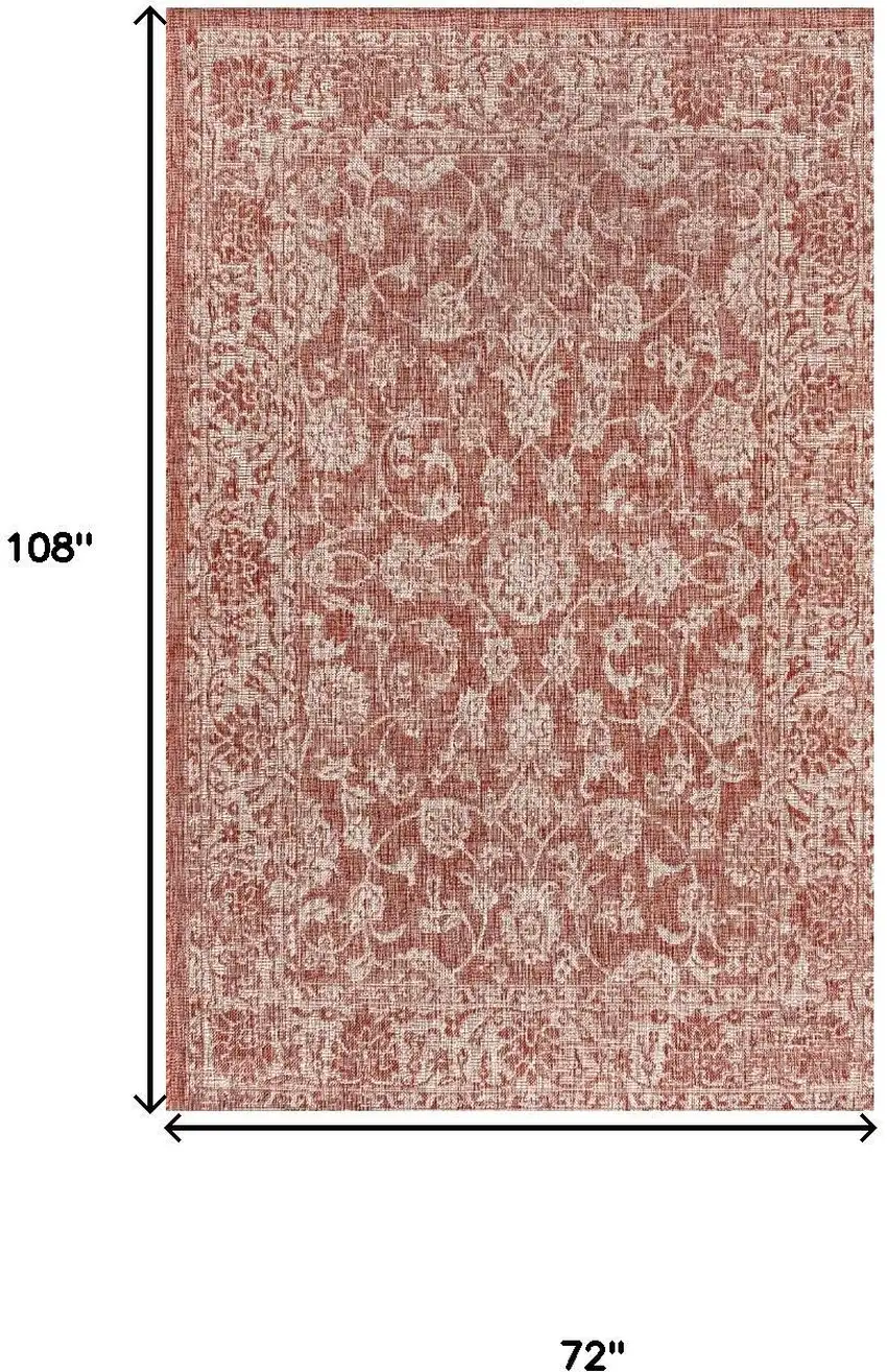 Red And Taupe Medallion Indoor Outdoor Area Rug Photo 3
