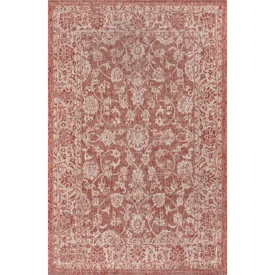 Red And Taupe Medallion Indoor Outdoor Area Rug Photo 3