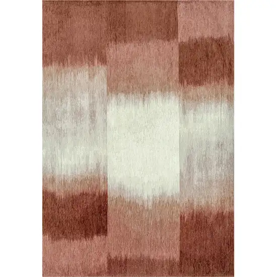 Red And White Abstract Washable Area Rug With UV Protection Photo 7