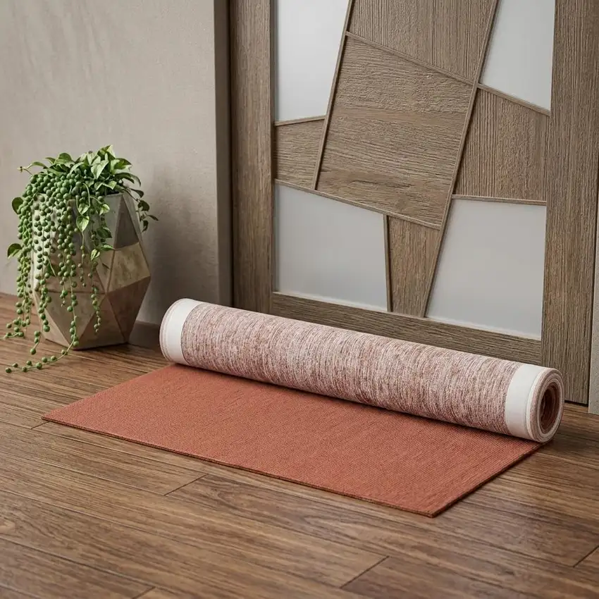 Red And White Abstract Washable Area Rug With UV Protection Photo 1