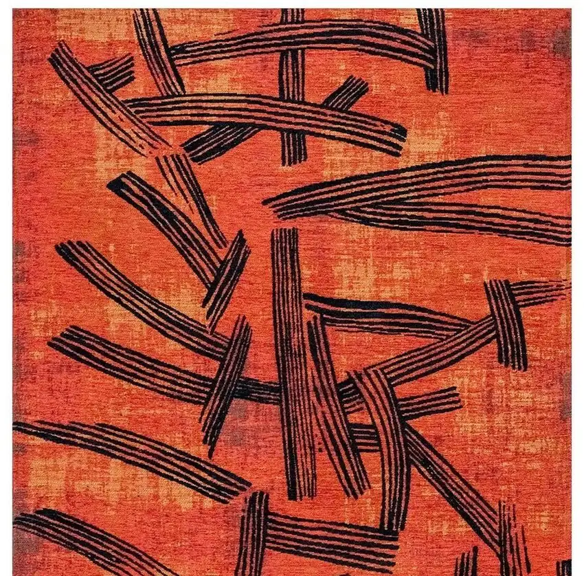 Red And White Abstract Washable Area Rug With UV Protection Photo 4