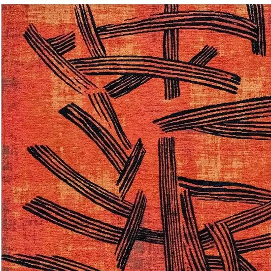 Red And White Abstract Washable Area Rug With UV Protection Photo 3