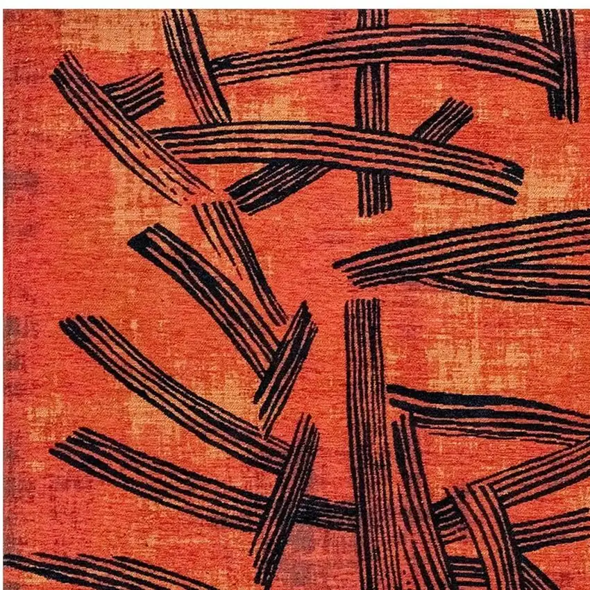 Red And White Abstract Washable Area Rug With UV Protection Photo 3