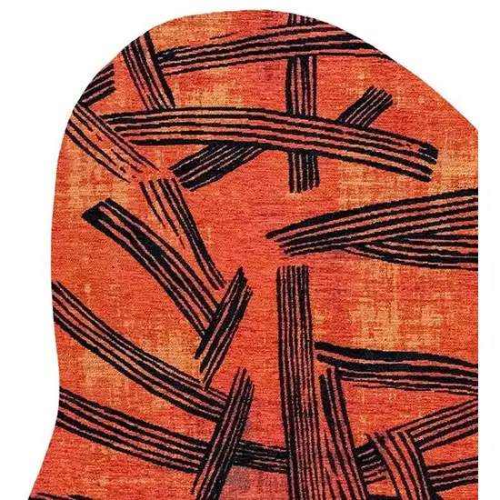 Red And White Abstract Washable Area Rug With UV Protection Photo 3