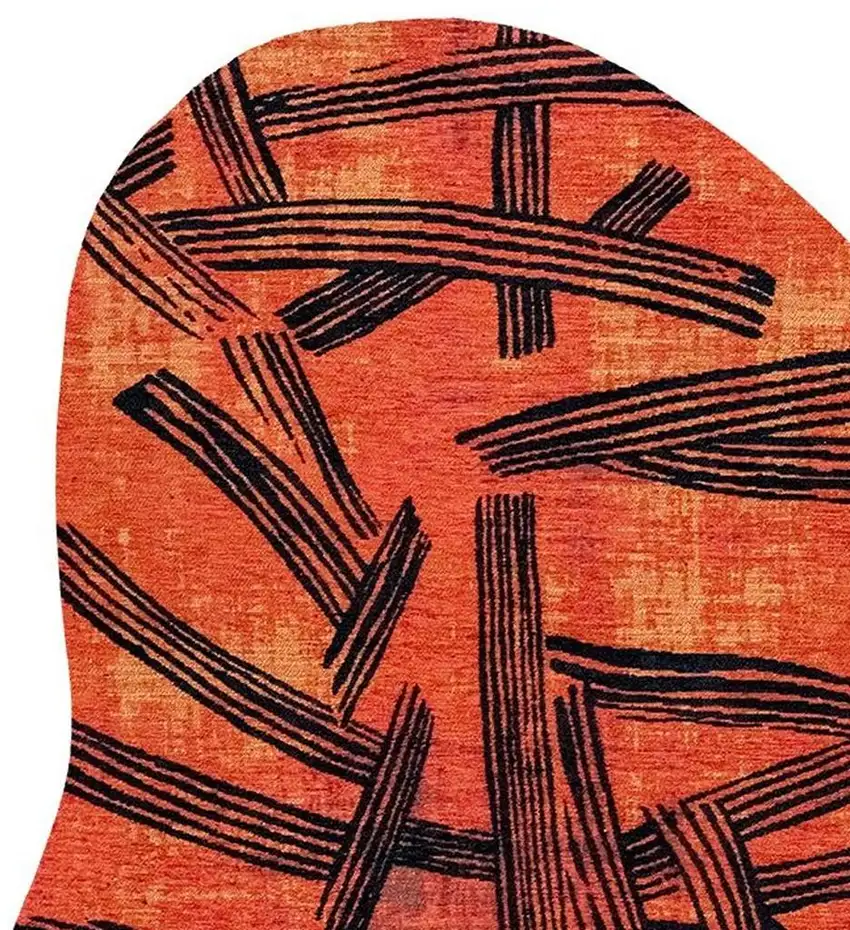 Red And White Abstract Washable Area Rug With UV Protection Photo 3