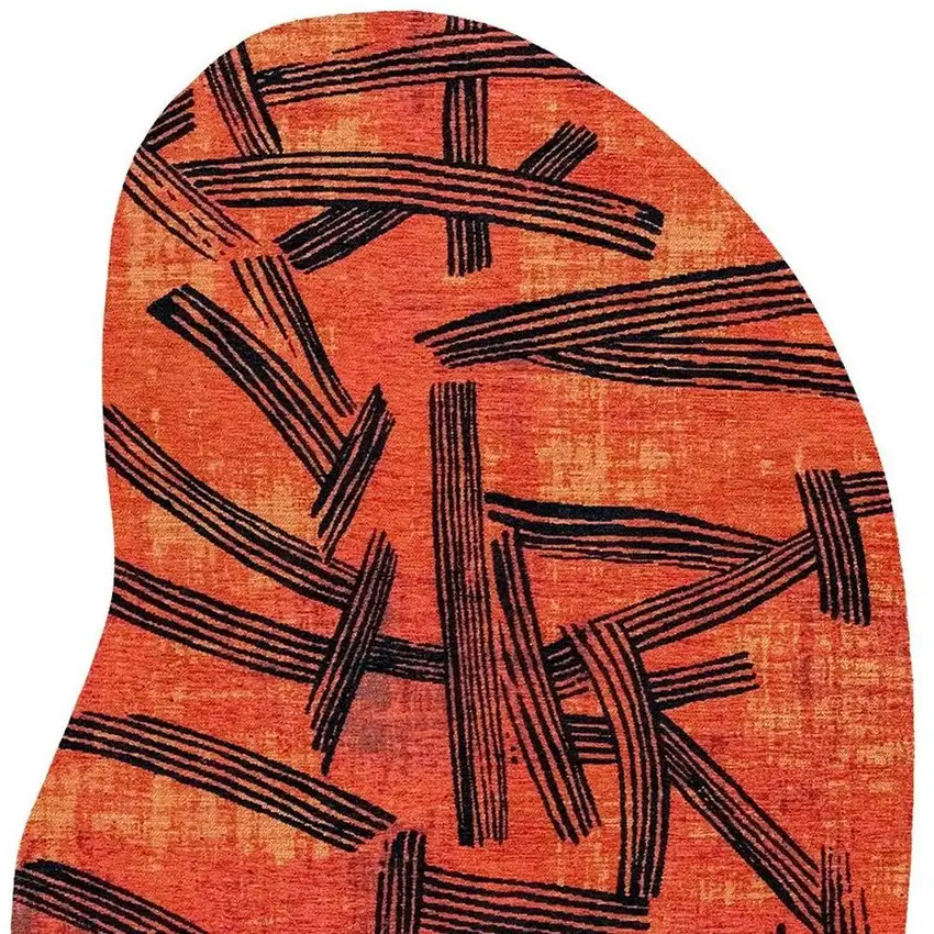 Red And White Abstract Washable Area Rug With UV Protection Photo 4
