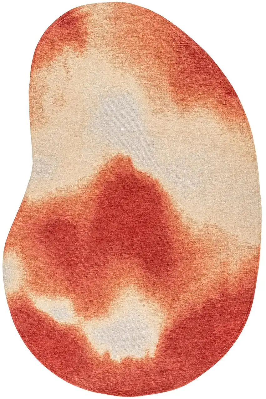 Red And White Abstract Washable Area Rug With UV Protection Photo 2