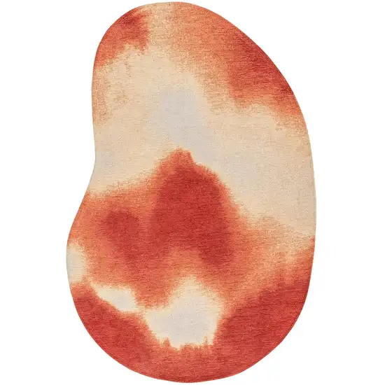 Red And White Abstract Washable Area Rug With UV Protection Photo 2