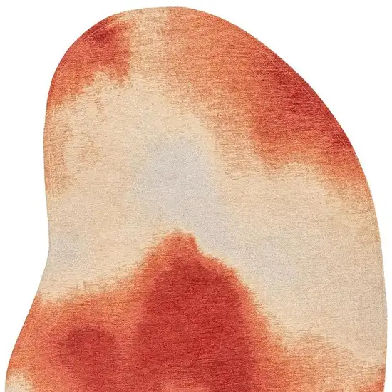 Red And White Abstract Washable Area Rug With UV Protection Photo 4