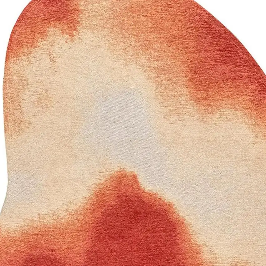 Red And White Abstract Washable Area Rug With UV Protection Photo 3