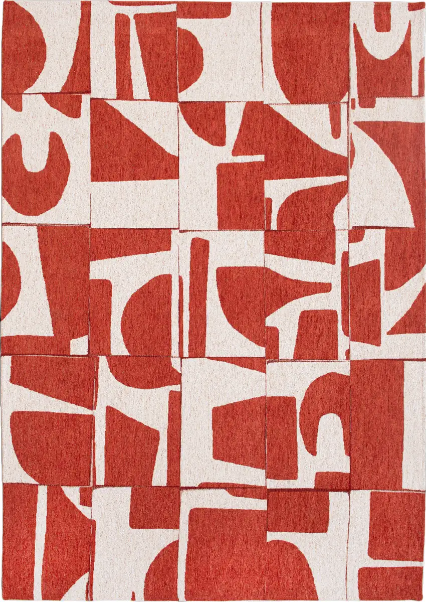 Red And White Geometric Washable Area Rug Photo 2