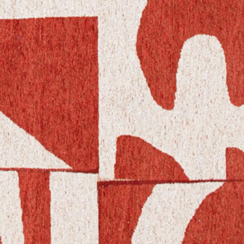 Red And White Geometric Washable Area Rug Photo 7