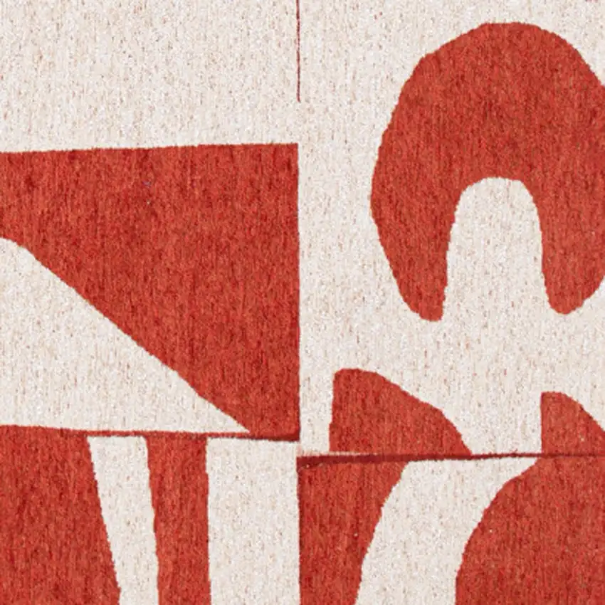 Red And White Geometric Washable Area Rug Photo 8