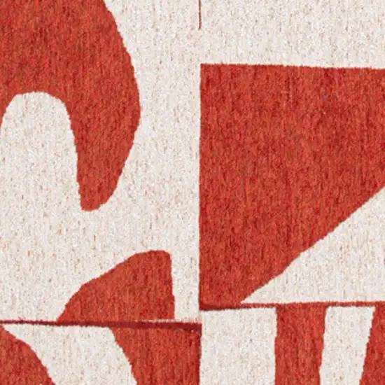 Red And White Geometric Washable Area Rug Photo 3